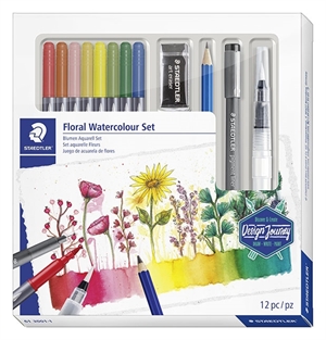 Staedtler Floral Design Journey waterverfset met aquarelverf, assorti (12)